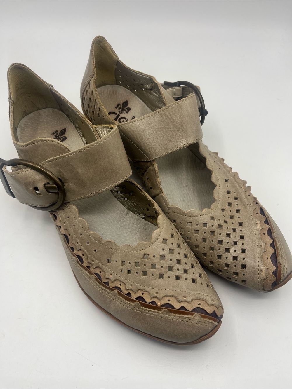 Rieker Taupe Suede Mary Janes with Buckle